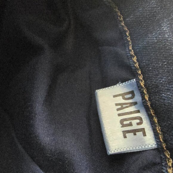 Paige Jeans Mens 34x27 Blue Denim Federal Slim Straight Dark Wash Stretch Damage - Picture 14 of 14